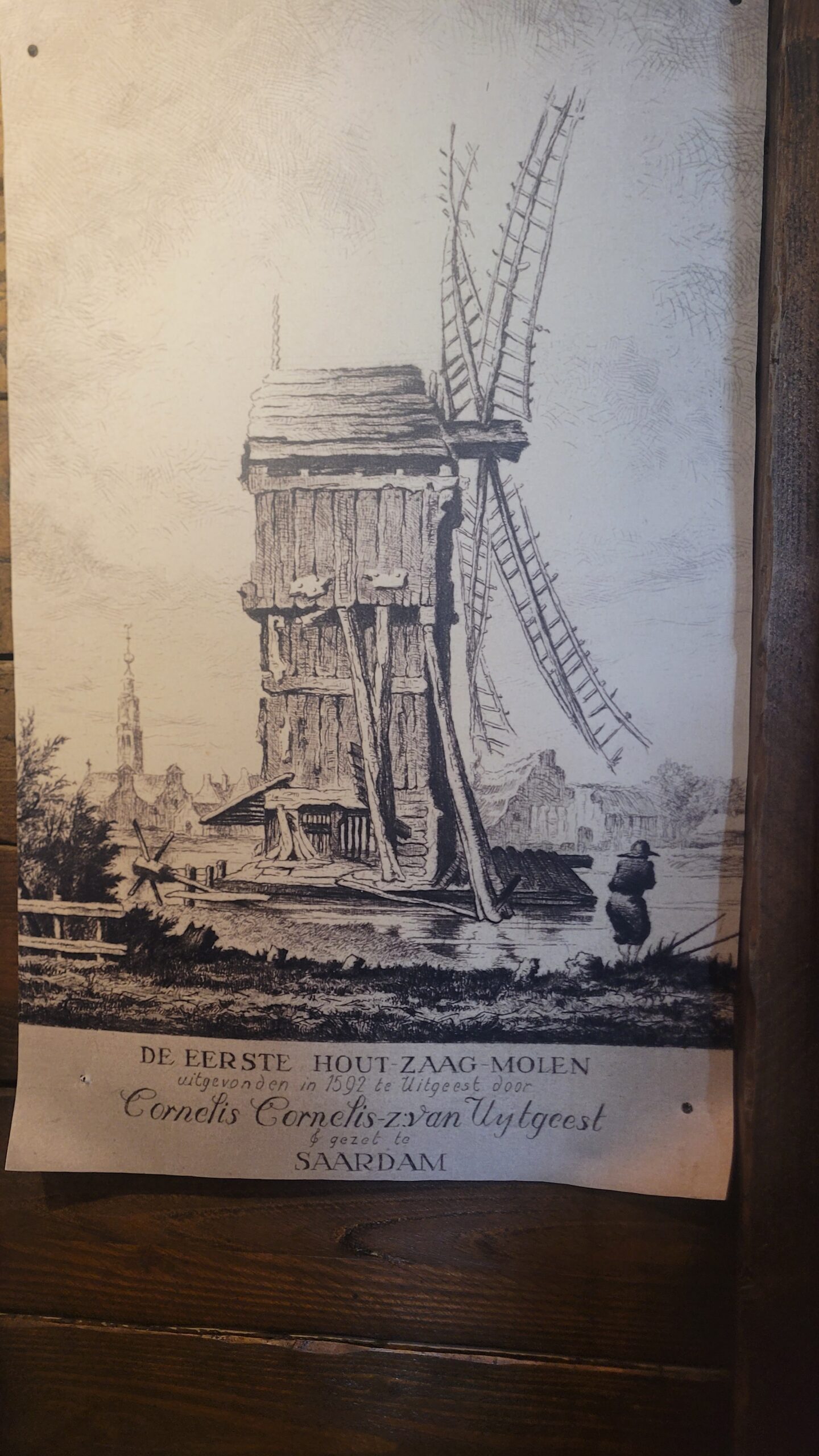 Sketsa kincir angin penggergaji kayu pertama di Belanda